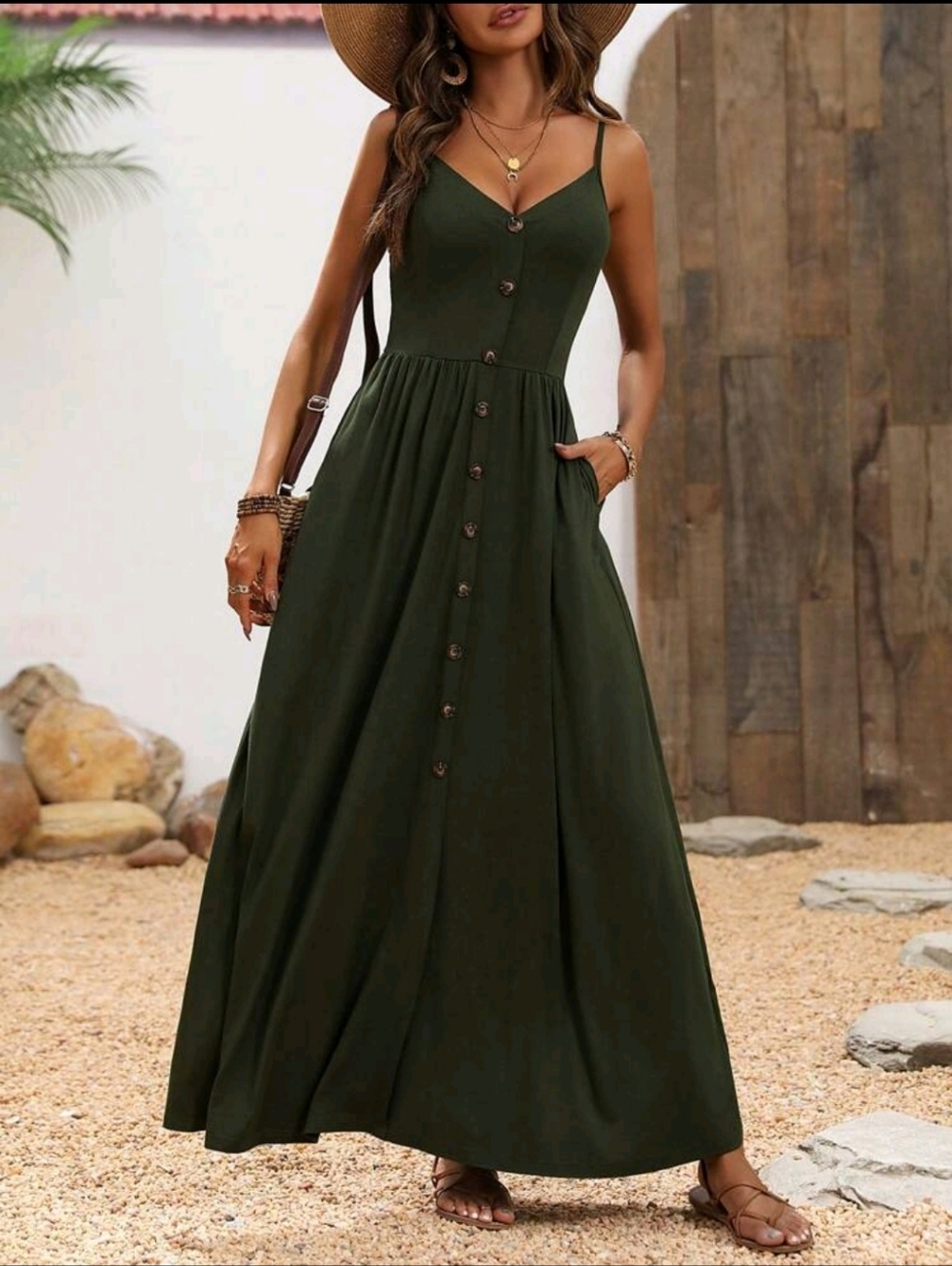 SHEIN Olive Green Maxi Dress